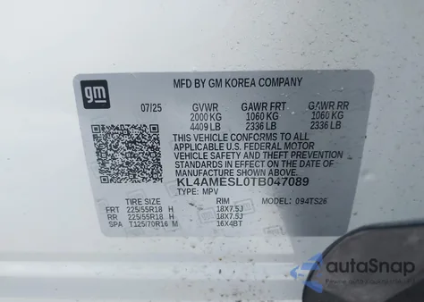 2026 Buick Encore Gx Sport Touring Awd из США, поврежденный, VIN KL4AMESL0TB047089